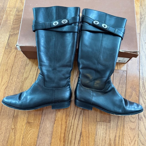 Authentic Coach Linette Calf Riding Boots in black leather, size 8.5 - Picture 2 of 5